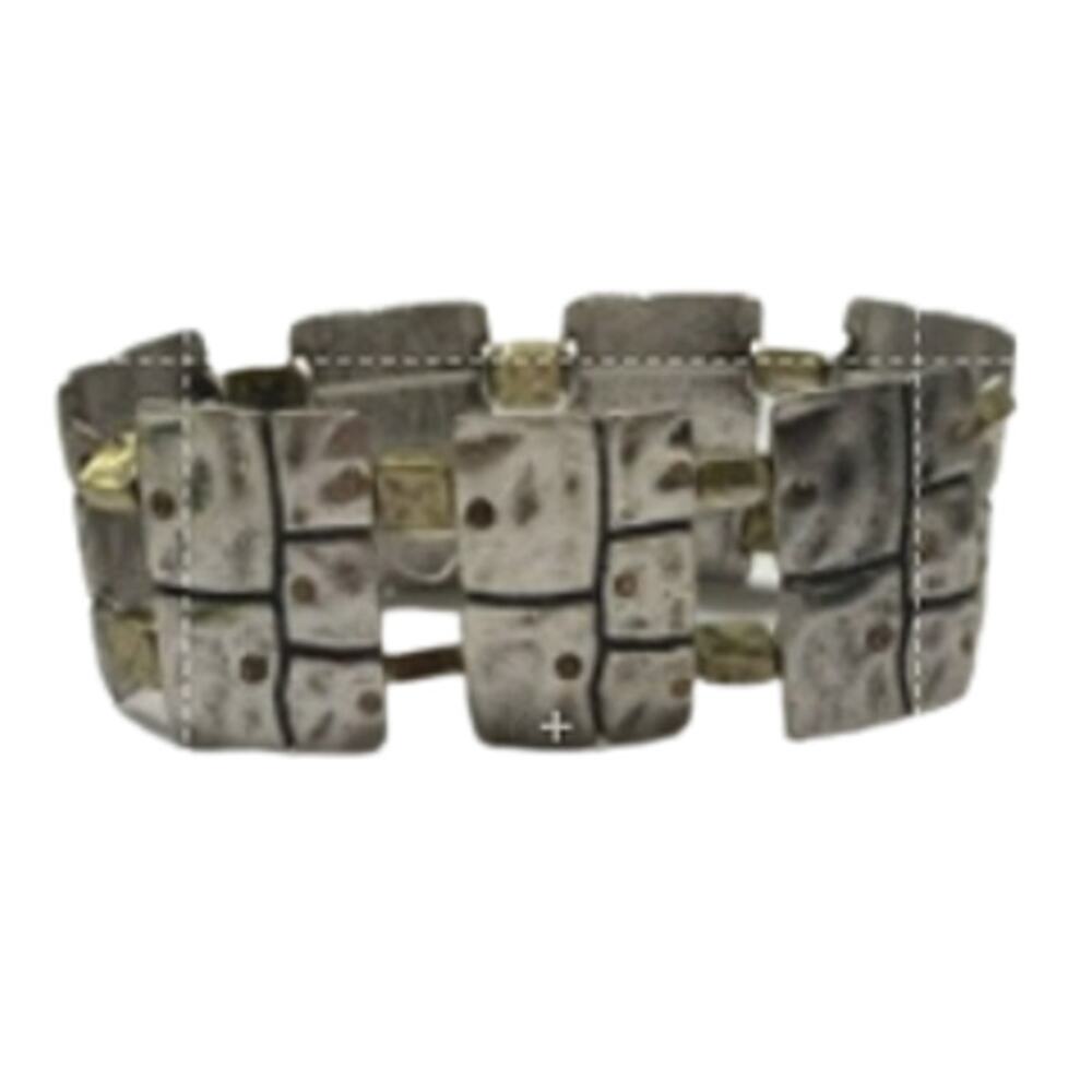 Lia Sophia Two Tone Crystal Stretch Bracelet Size up to 9"